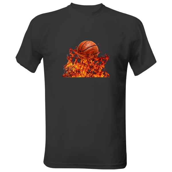 Basketbalový míč v plamenech