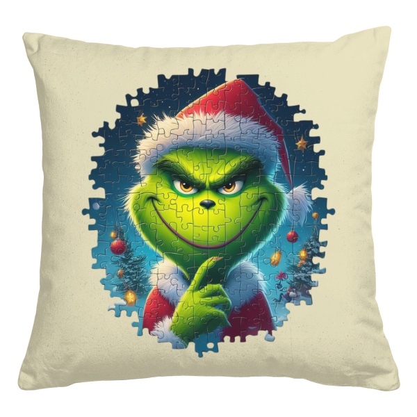 Grinch složený z puzzle polštář