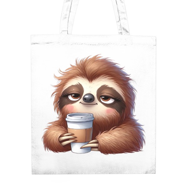 Nákupní taška unisex s potiskem Lenochod s kávou